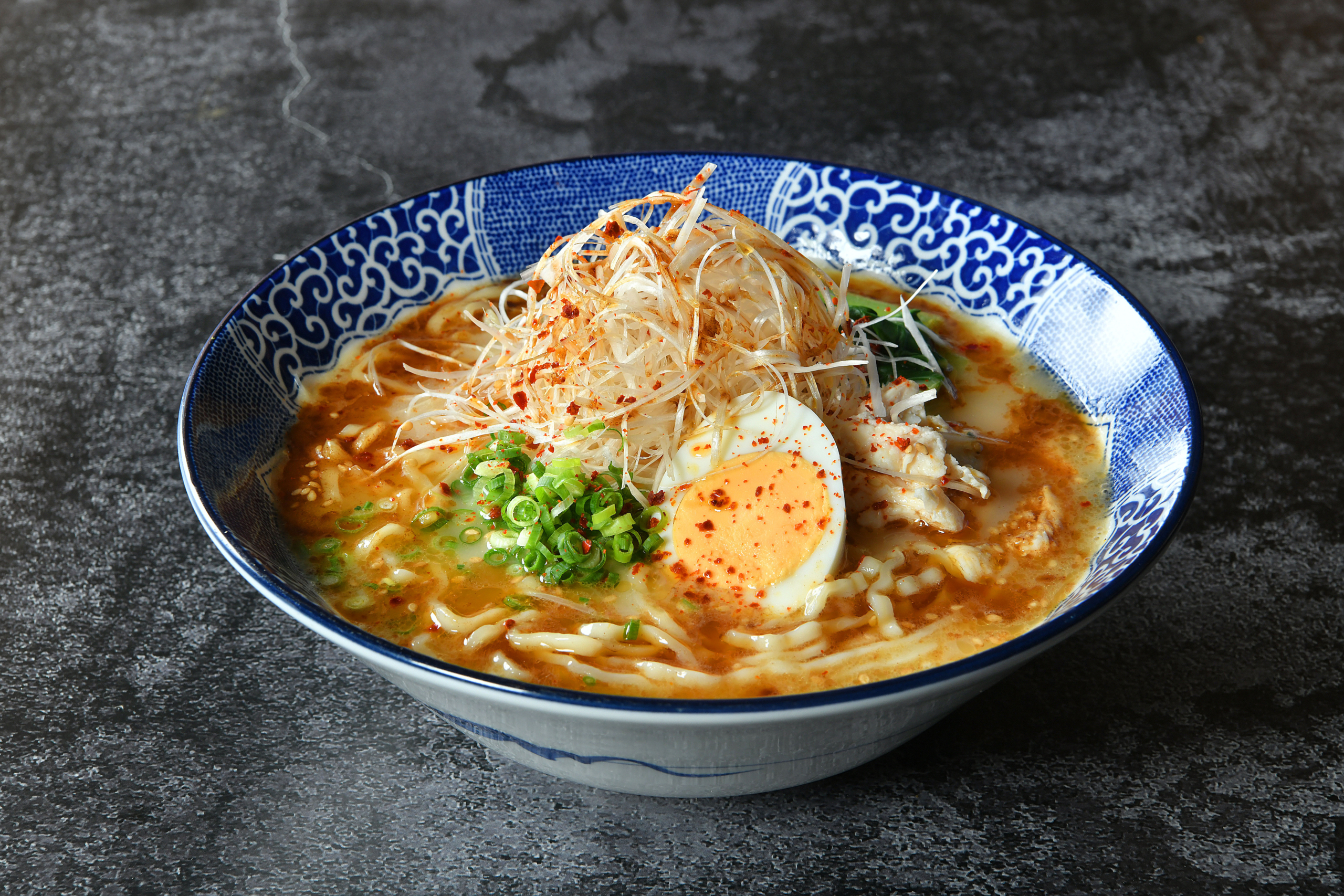CREAMY CHICKEN BROTH RAMEN WITH GREEN ONIONS
